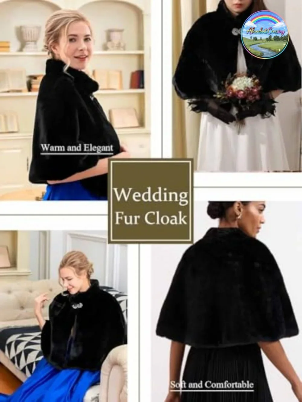 Faux Fur Shawl Wrap Bridal Stole Cape for Wedding Bride Bridesmaids